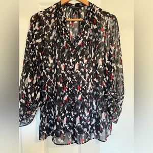 Club Monaco Women Multicolor Long Bell Sleeve Sheer Blouse Top